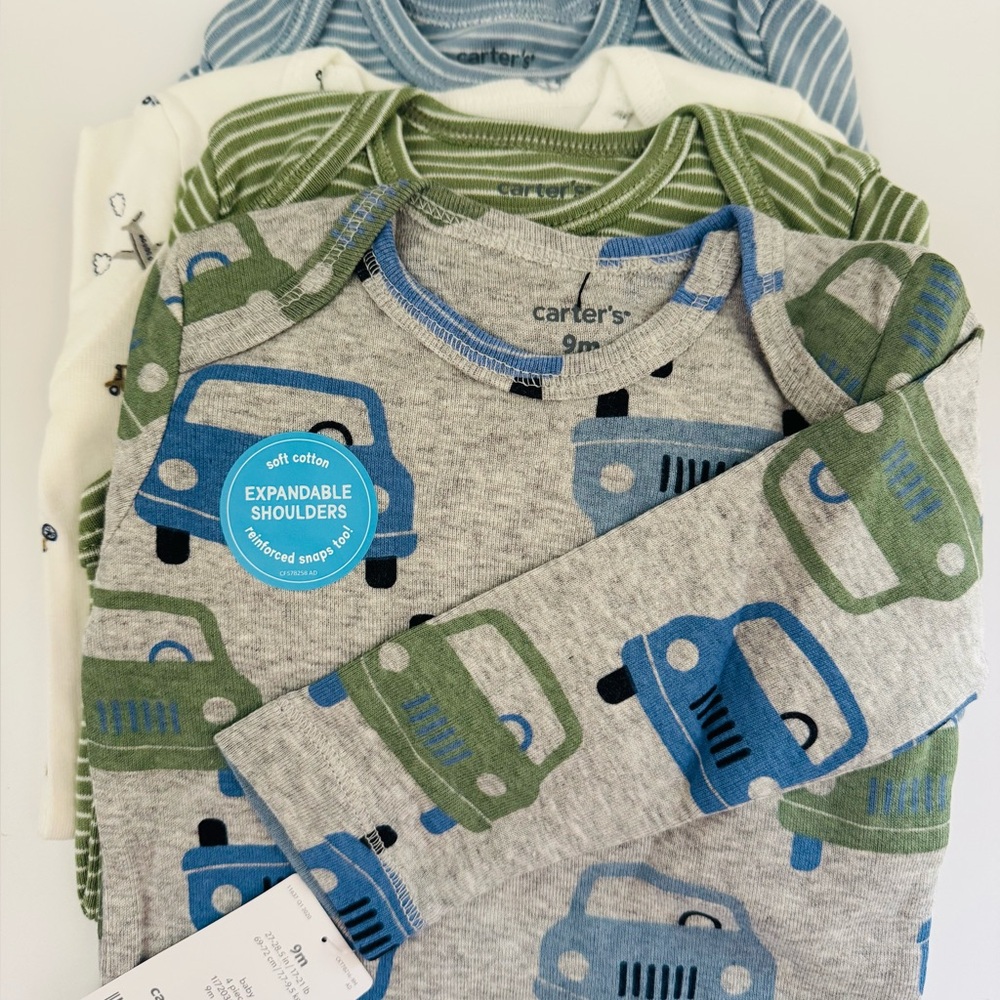 NEW Carter’s Cotton 4 pack long sleeved onesies